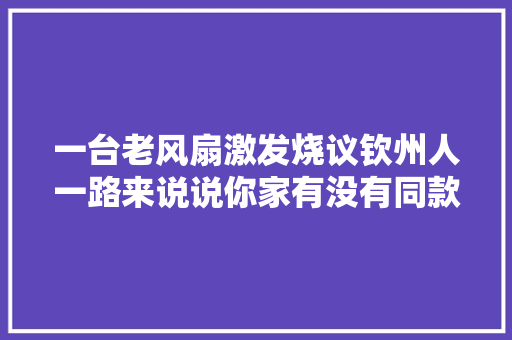 一台老风扇激发烧议钦州人一路来说说你家有没有同款