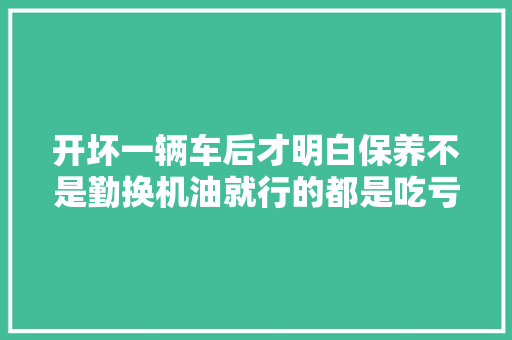 开坏一辆车后才明白保养不是勤换机油就行的都是吃亏换的经验