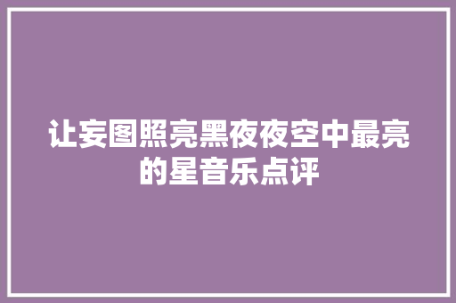让妄图照亮黑夜夜空中最亮的星音乐点评