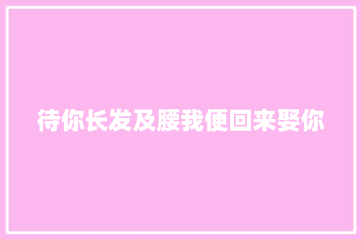 待你长发及腰我便回来娶你