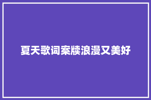 夏天歌词案牍浪漫又美好