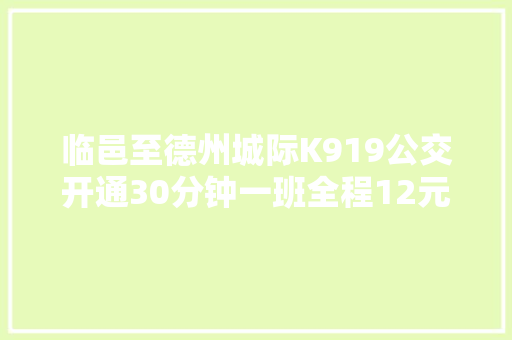 临邑至德州城际K919公交开通30分钟一班全程12元