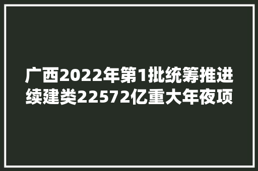 广西2022年第1批统筹推进续建类22572亿重大年夜项目进度03 柳州桂林