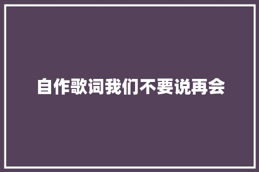 自作歌词我们不要说再会