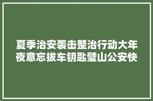 夏季治安袭击整治行动大年夜意忘拔车钥匙璧山公安快速破案马大年夜哈送锦旗申谢