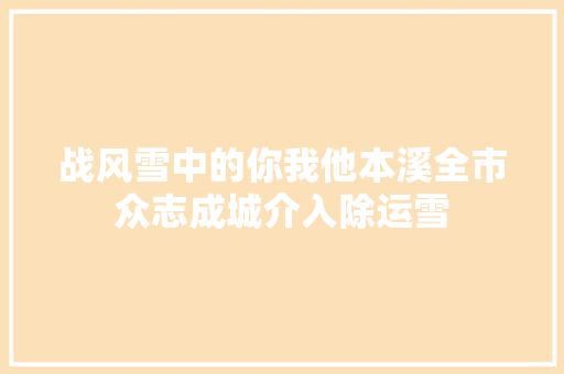战风雪中的你我他本溪全市众志成城介入除运雪 汽车知识