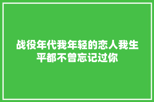 战役年代我年轻的恋人我生平都不曾忘记过你