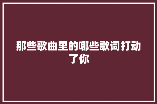 那些歌曲里的哪些歌词打动了你