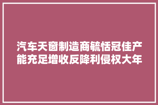 汽车天窗制造商毓恬冠佳产能充足增收反降利侵权大年夜额赔偿