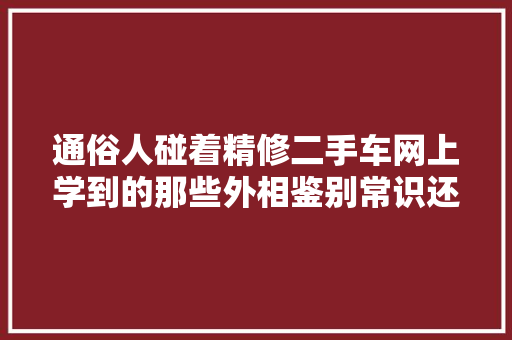 通俗人碰着精修二手车网上学到的那些外相鉴别常识还够用吗