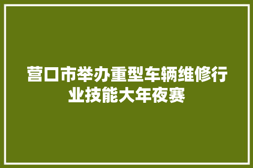 营口市举办重型车辆维修行业技能大年夜赛