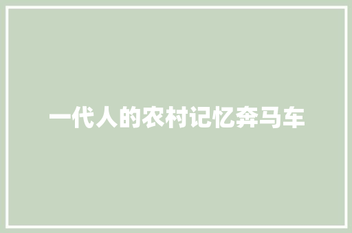 一代人的农村记忆奔马车