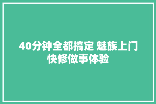 40分钟全都搞定 魅族上门快修做事体验