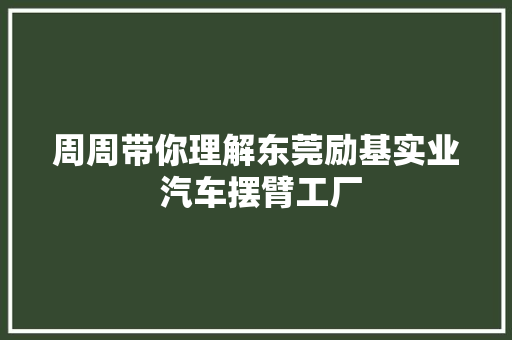 周周带你理解东莞励基实业 汽车摆臂工厂