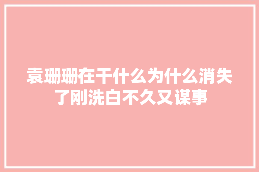 袁珊珊在干什么为什么消失了刚洗白不久又谋事