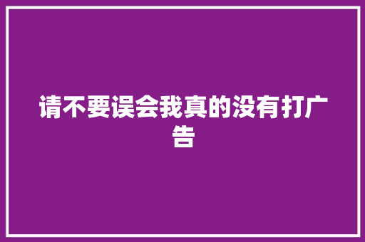 请不要误会我真的没有打广告