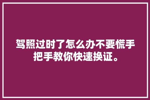 驾照过时了怎么办不要慌手把手教你快速换证。