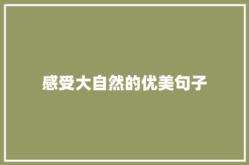 感受大自然的优美句子