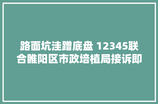 路面坑洼蹭底盘 12345联合睢阳区市政培植局接诉即办修整路面