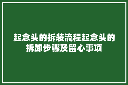 起念头的拆装流程起念头的拆卸步骤及留心事项
