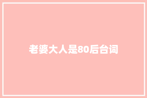 老婆大人是80后台词