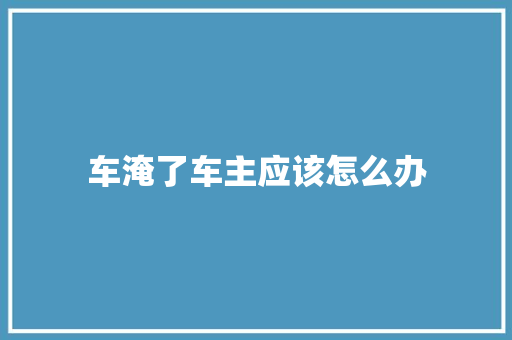 车淹了车主应该怎么办