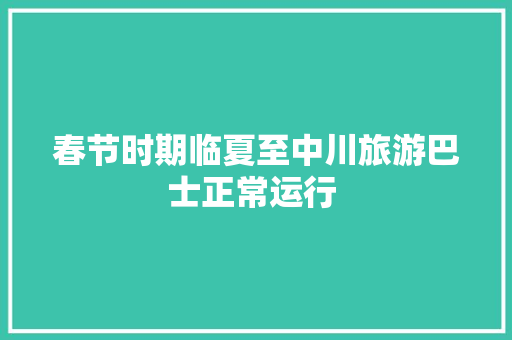 春节时期临夏至中川旅游巴士正常运行 