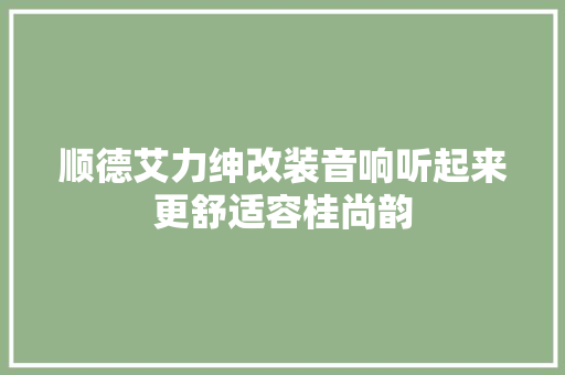 顺德艾力绅改装音响听起来更舒适容桂尚韵