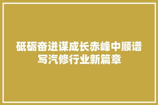砥砺奋进谋成长赤峰中顺谱写汽修行业新篇章