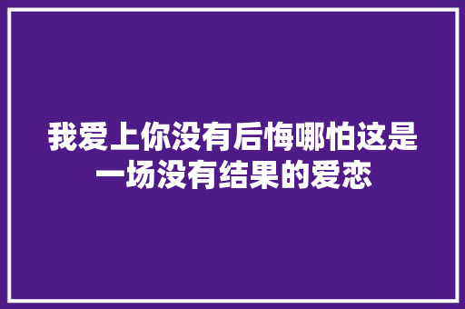 我爱上你没有后悔哪怕这是一场没有结果的爱恋