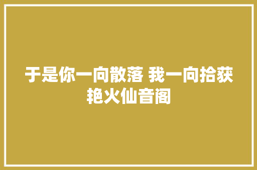 于是你一向散落 我一向拾获艳火仙音阁