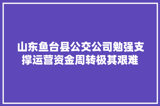 山东鱼台县公交公司勉强支撑运营资金周转极其艰难