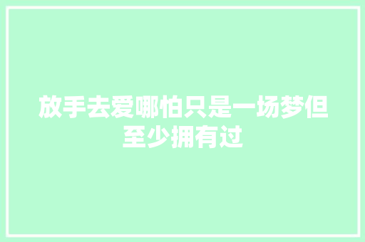放手去爱哪怕只是一场梦但至少拥有过