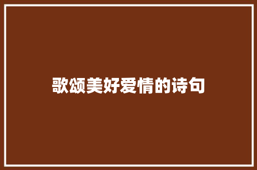 歌颂美好爱情的诗句