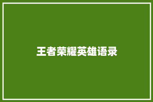 王者荣耀英雄语录