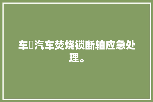 车囧汽车焚烧锁断轴应急处理。