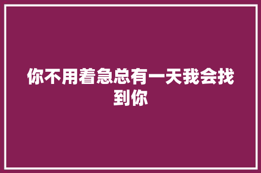 你不用着急总有一天我会找到你