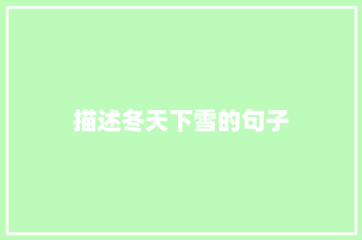 描述冬天下雪的句子