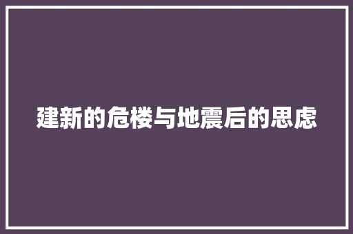 建新的危楼与地震后的思虑
