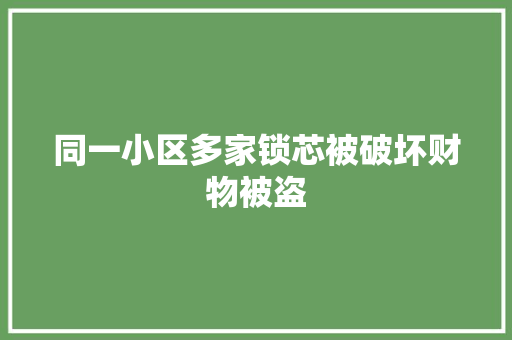 同一小区多家锁芯被破坏财物被盗