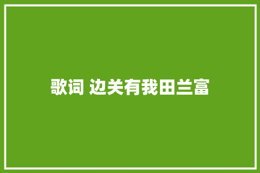 歌词 边关有我田兰富