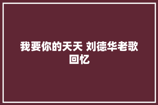 我要你的天天 刘德华老歌回忆