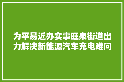 为平易近办实事旺泉街道出力解决新能源汽车充电难问题