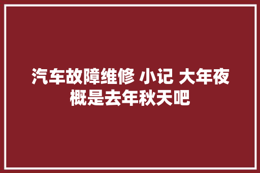 汽车故障维修 小记 大年夜概是去年秋天吧