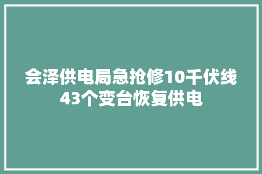 会泽供电局急抢修10千伏线43个变台恢复供电