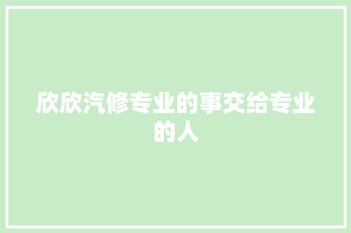 欣欣汽修专业的事交给专业的人