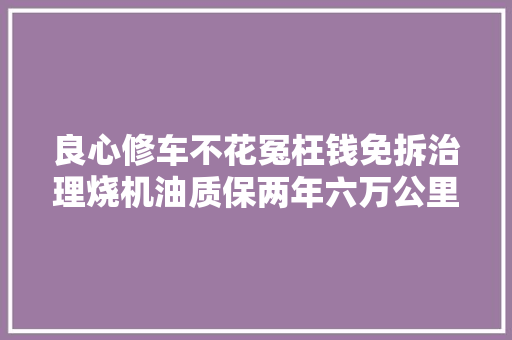 良心修车不花冤枉钱免拆治理烧机油质保两年六万公里