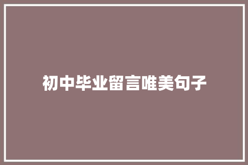 初中毕业留言唯美句子