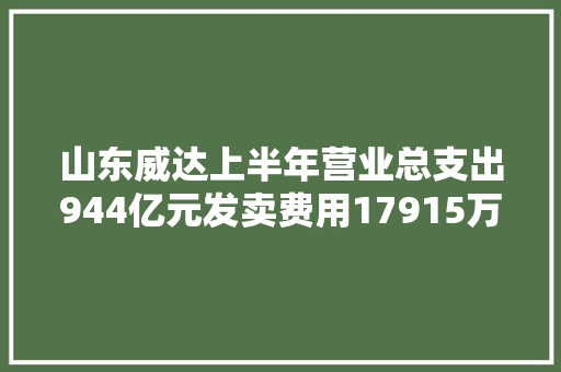 山东威达上半年营业总支出944亿元发卖费用17915万元