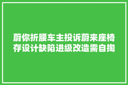 蔚你折腰车主投诉蔚来座椅存设计缺陷进级改造需自掏腰包